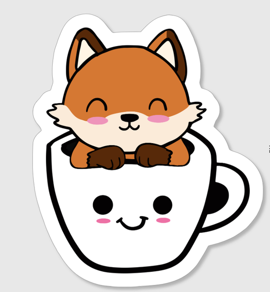 Tea Cup Fox Sticker